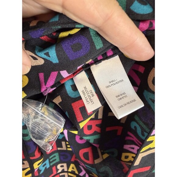 Karl Lagerfeld Paris Top Womens 1X All Over Print Button Up Oversize Colorful - Picture 6 of 10